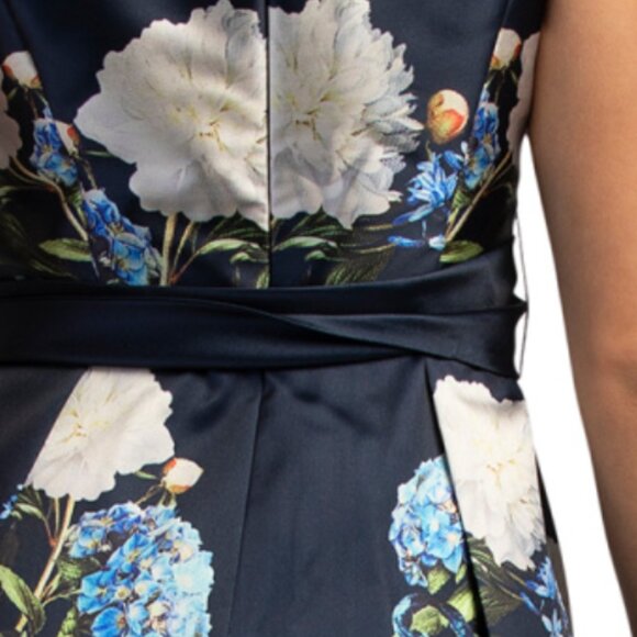 RENE BY RENE RUIZ Sleeveless Floral Gown With Belt - Picture 4 of 4